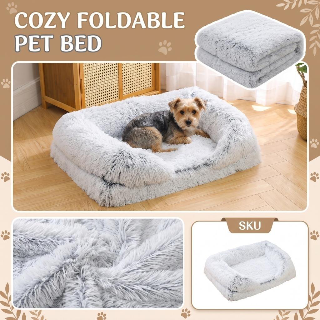 Winter Plush Memory Foam Pet Bed with Removable Cover