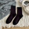 Ladies Autumn and Winter Fashion Simple Sports Leisure All Match Stripe Boneless In The Tube Pile Socks