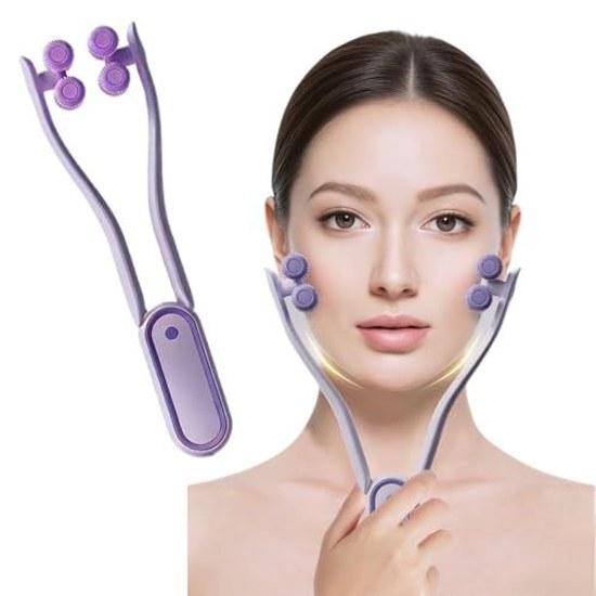 Facial roller small face Y-shaped symmetrical lift care beauty device microcurrent full body neck unisex gift (purple)