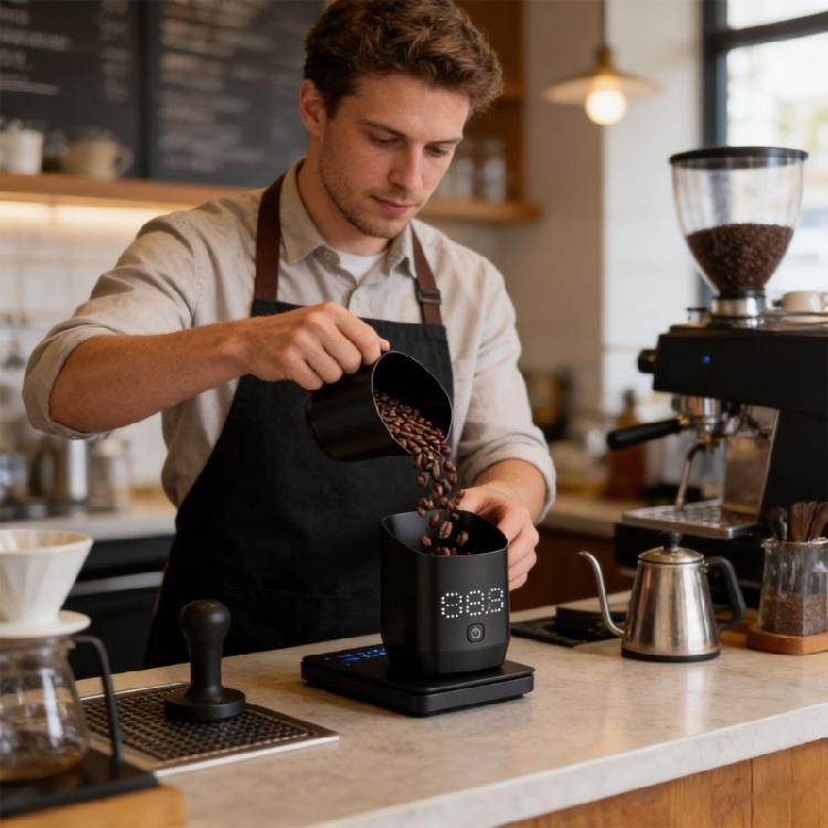 Intelligent Digital Coffee Measuring Device With united Measuring Cup And Long permanent Charge For Consistent Coffee Output