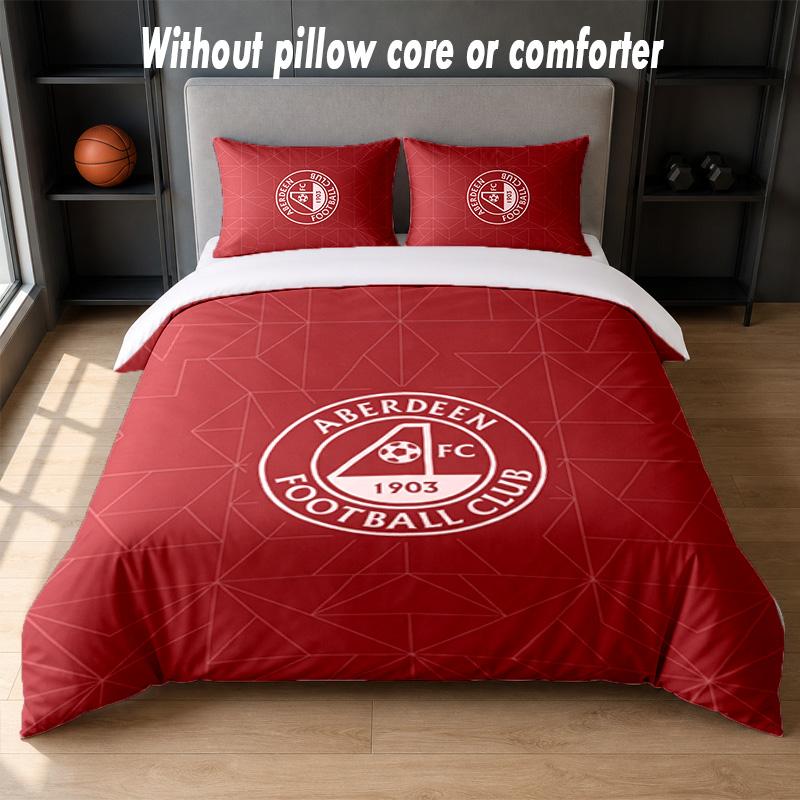 Aberdeen FC Design Bed Bedding Set 1 Duvet Cover + 2 Pillowcases Soft Breathable Household Bed Linens