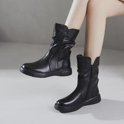 Bottines Chelsea rétro mi-mollet en velours pour femmes - Automne/Hiver 2023