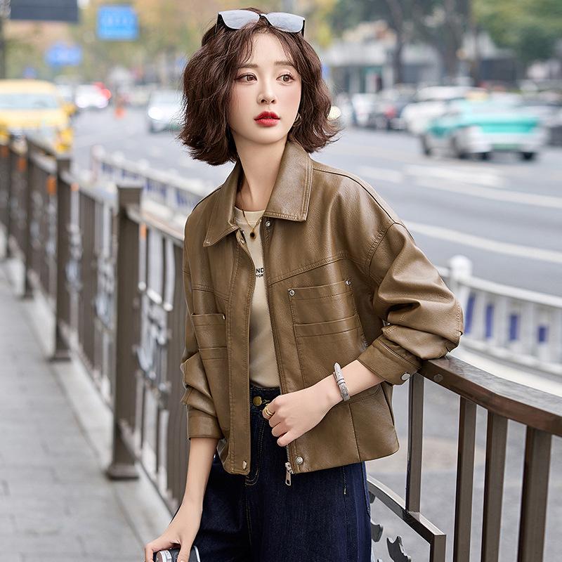 Damen Stilvolle PU-Lederjacke - Frühling/Herbst 2025 Trend mit Reversdesign, Kurze Länge, ZH1171.