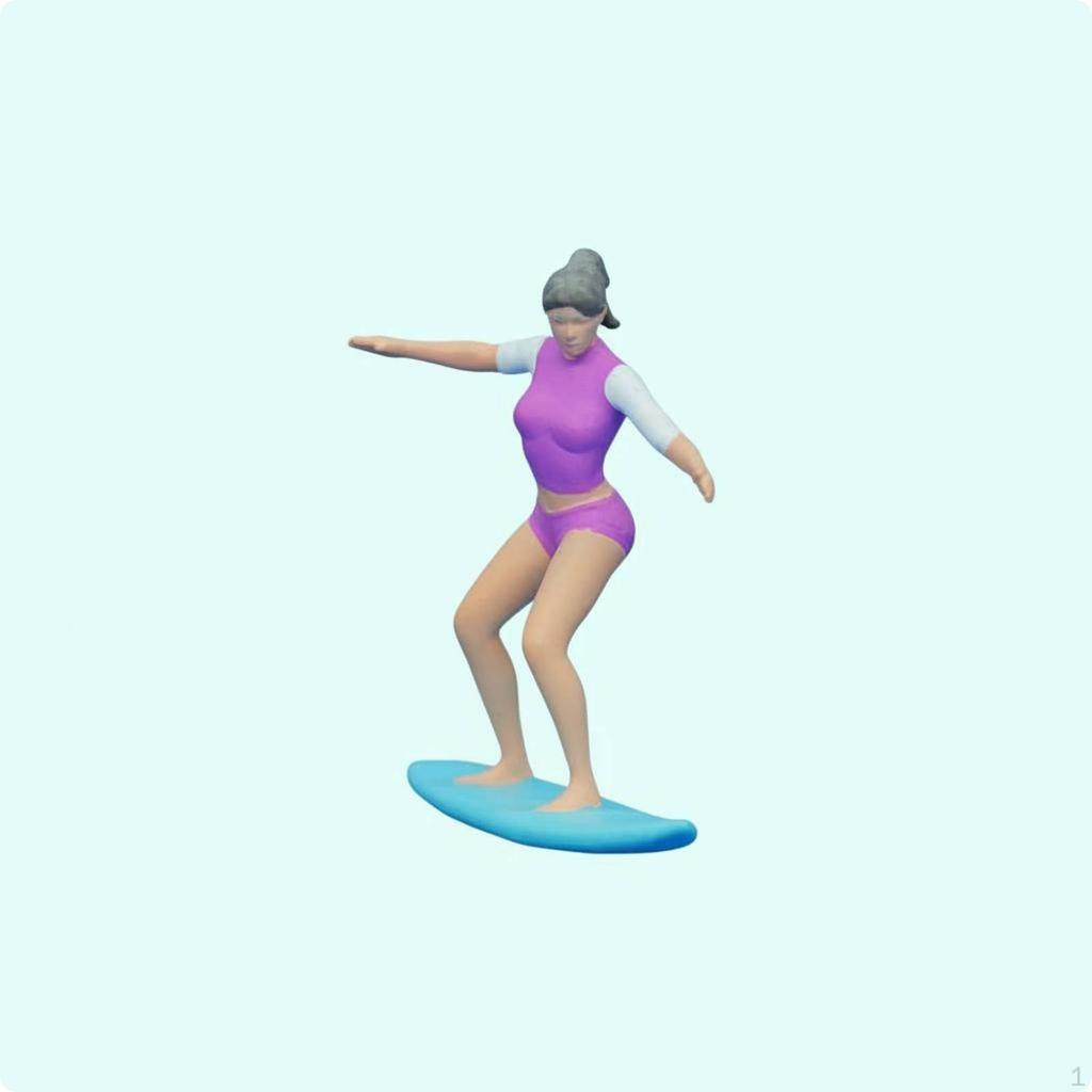 1:64 Surfing Figure Micro Landscape Beach Surfer Small Figurine Diorama for Sand