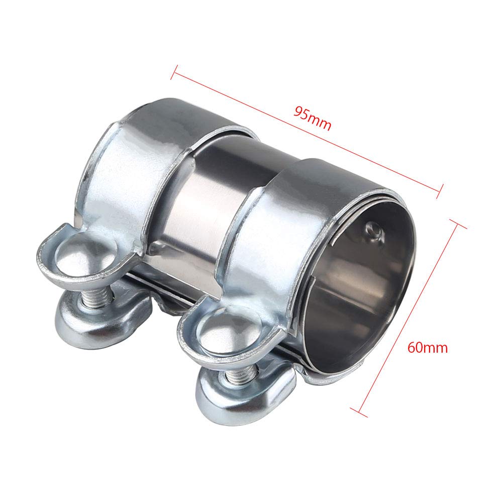 ADPOW Stainless Steel Muffler Band Exhaust Connecting Pipe 55mm