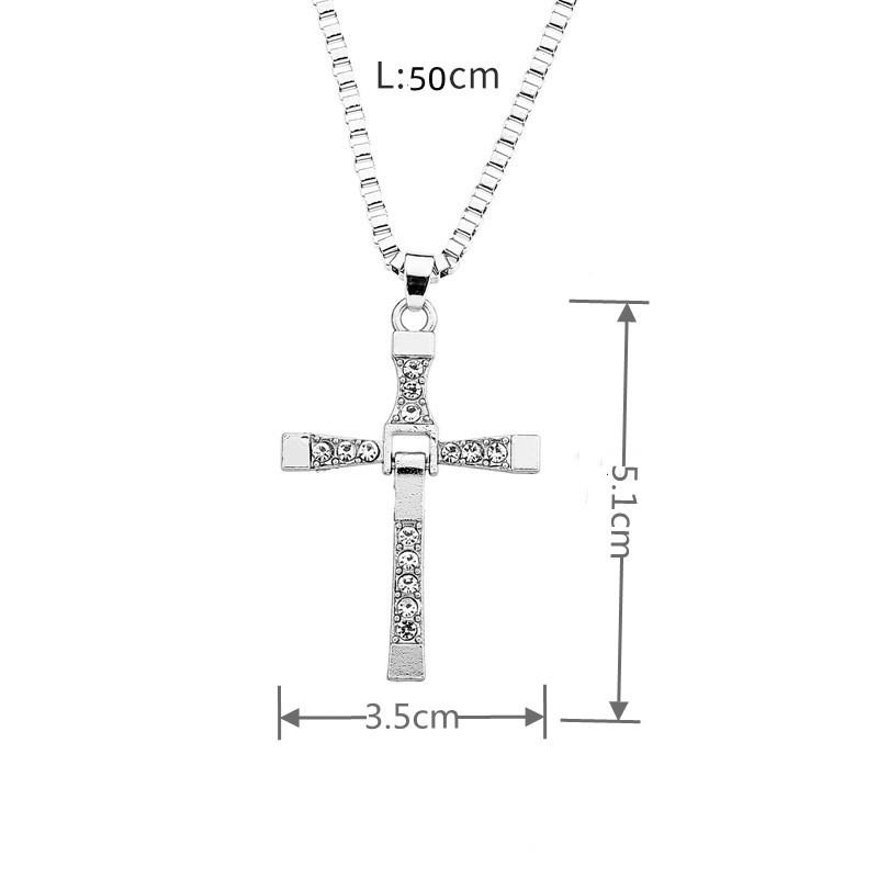 European and American Popular Jewelry, Rhinestone-inlaid Cross Necklace, Simple and Fashionable, Cross and Versatile Hanging