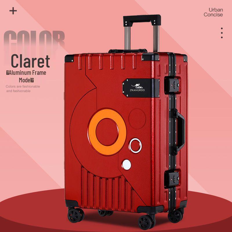 Aluminum Frame Leather Suitcase 20"/28" with Universal Wheels for Men, Women, Students