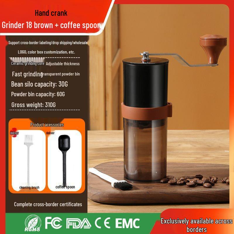 Portable Hand-Crank Coffee Grinder with Foldable Storage for Small Households