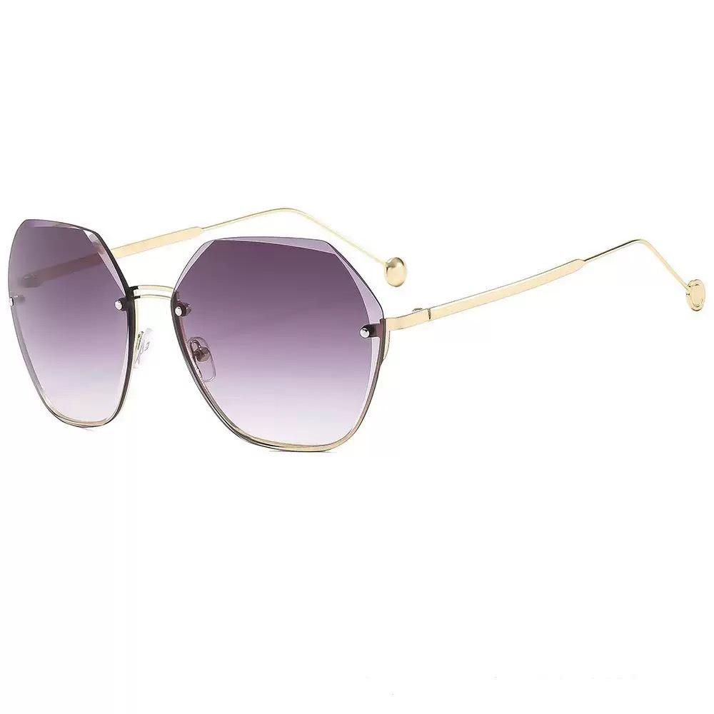 Trendy Frameless Women's Sunglasses - European & American Style, UV Protection, Round Face, Fashionable Driving Glasses