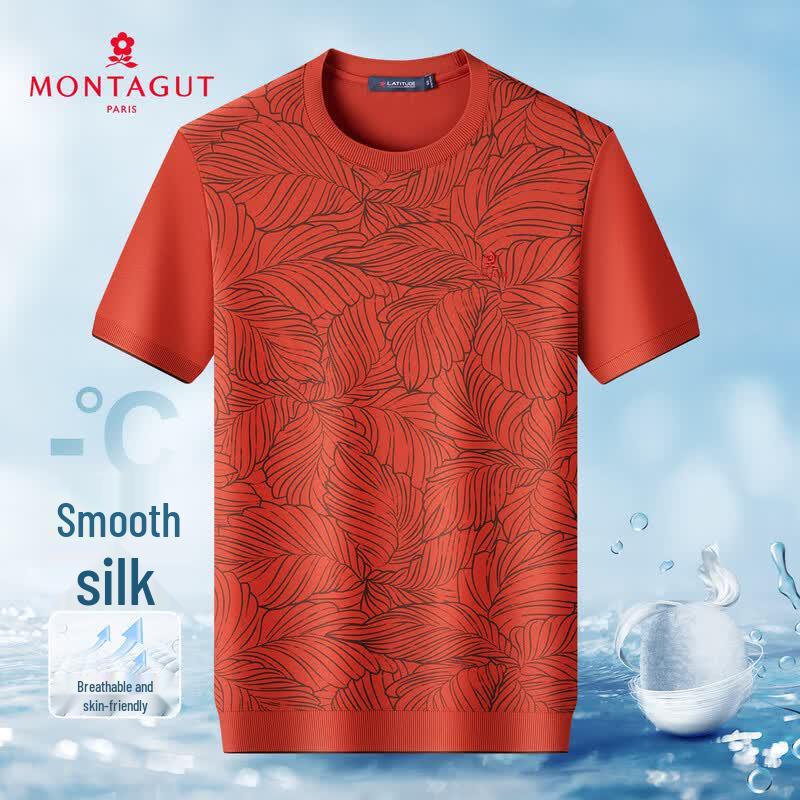 

MONTAGUT Men s Silk Blend Breathable Round Neck T-Shirt 52