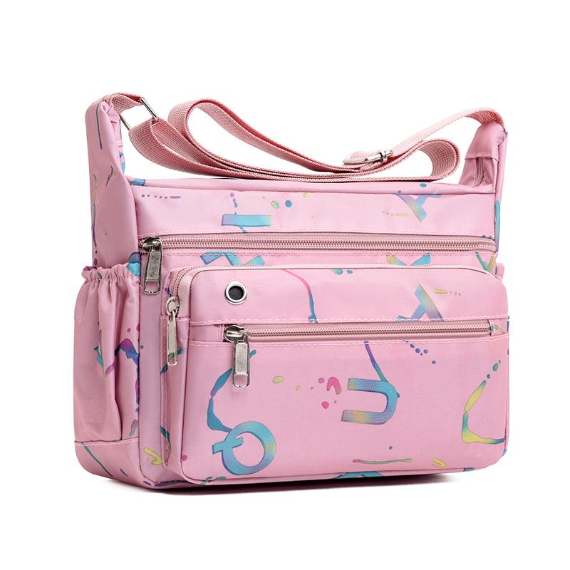 Модная женская сумка-мессенджер с несколькими карманами, высококачественная прочная тканевая сумка, женская легкая нейлоновая сумка через плечо S розовый