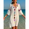 Women's Hand Crochet Patchwork Slit Maxi Dress Sexy Long Beach Cover Up Robe Popular Crossbody Style for Europe America