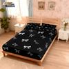 3Pcs Beautiful Bow Black Printed Coreless Bed Sheet Set Multi Size Bed Cover Bedroom Bedding Decoration Machine Washable