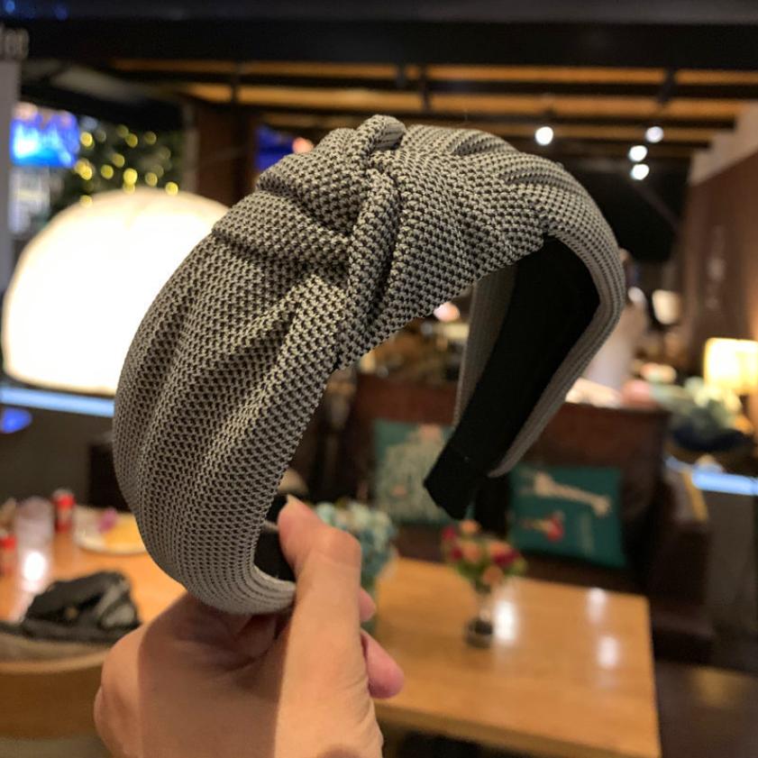 Female Retro Knitting Headband Solid color Knotted Hairband Head Bands Simple Wide Knot Hair Hoop Bezel Hair Accessories Gifts