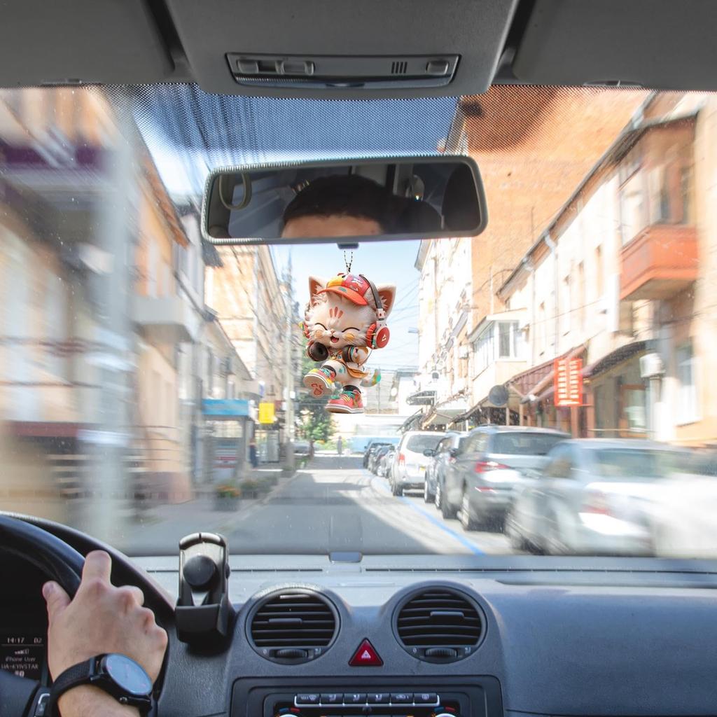 2D Acrylic Animal Charms - Acrylic Cat Car Pendant I Car Charm Kitten Wearing