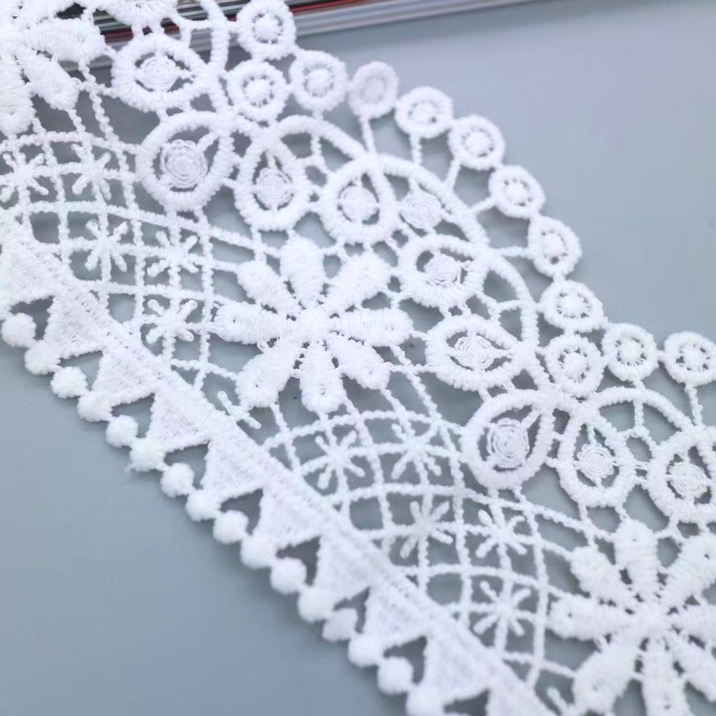 6.5Cm Unilateral Wave Hollow Embroidery Milk Silk Water Soluble Embroidery Lace Curtain Skirt Accessories