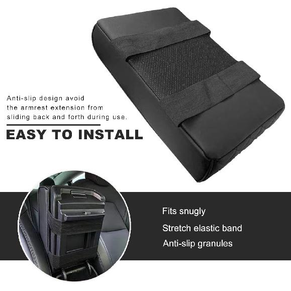 Car Center Console Armrest Pillow, Waterproof Leather Armrest Cushion with Cup Holder & Phone Holder, Memory Foam Arm Rest Box Cover Protector with