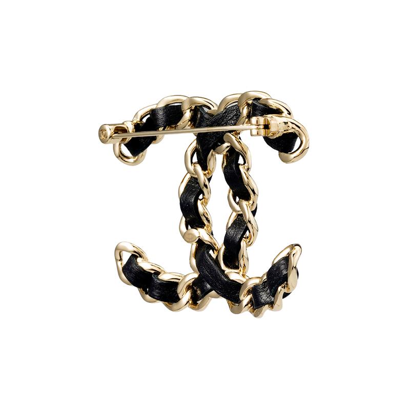 CHANEL Lambskin Classic CC Logo Lambskin Metal Brooch Women's Black