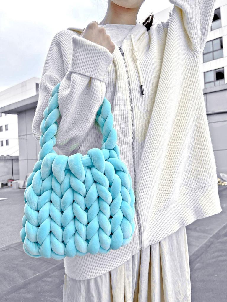 Xiaohongshu Velvet DIY Handmade Woven Crystal Yarn Handheld Messenger Bag