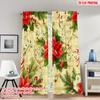 2pcs 2D Flat Printing Popular Christmas Curtains Christmas Poinsettias Holly Garland Digital Printed Polyester Drapes Holiday
