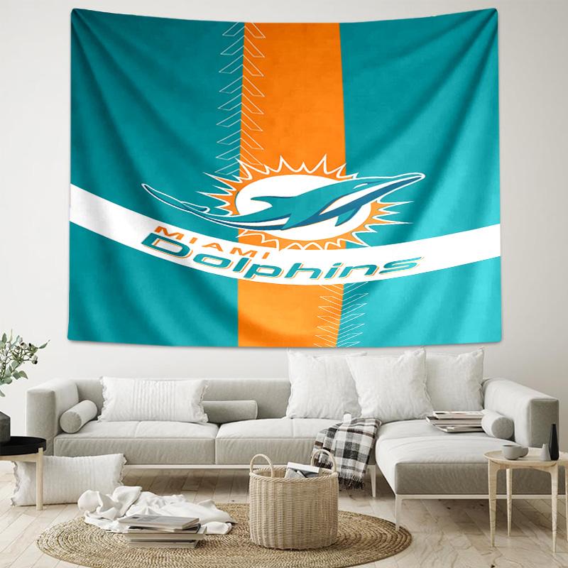 1 Stück Miami Dolphins Logo Wandteppich, Wohnzimmer, Schlafzimmer, Büro, Party-Dekoration, Ideales festliches Geschenk
