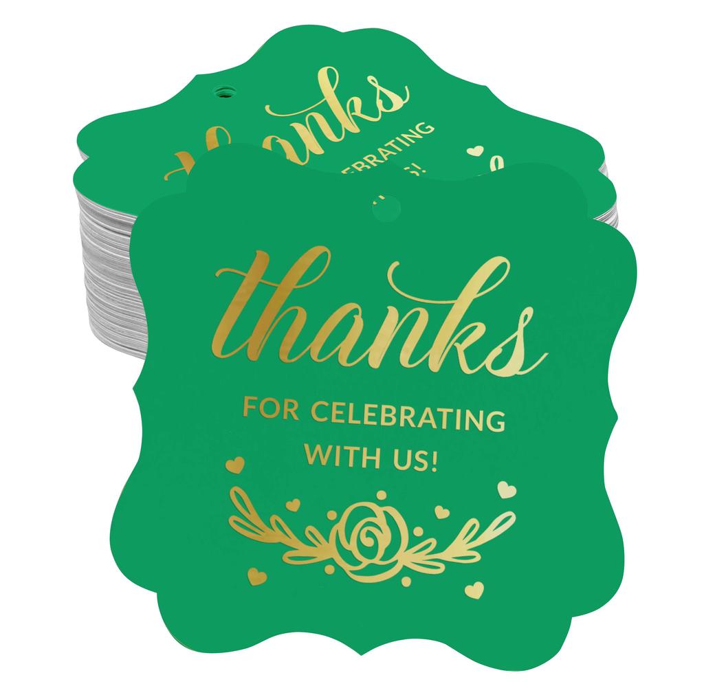 Inkdotpot Real Gold Foil Thanks For Celebrating With Us Bridal Shower-Baby Shower-Retirement-Wedding-Birthday Tags