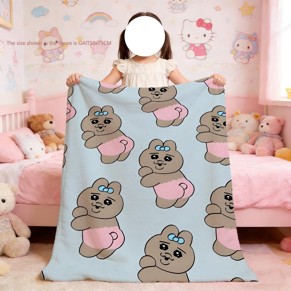 Blanket For Soft Cartoon O-Opanchu Throw Blanket for Picnic U-Usagi Bed Sofa Home Bedroom Cute Cozy Warm Bunny Comfortable