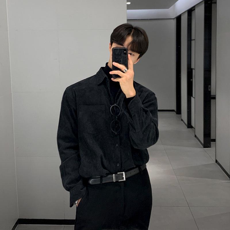 Men's Trendy Korean Style Retro Corduroy Shirt - Long-Sleeved, Handsome, Loose-Fit Jacket for Spring and Autumn