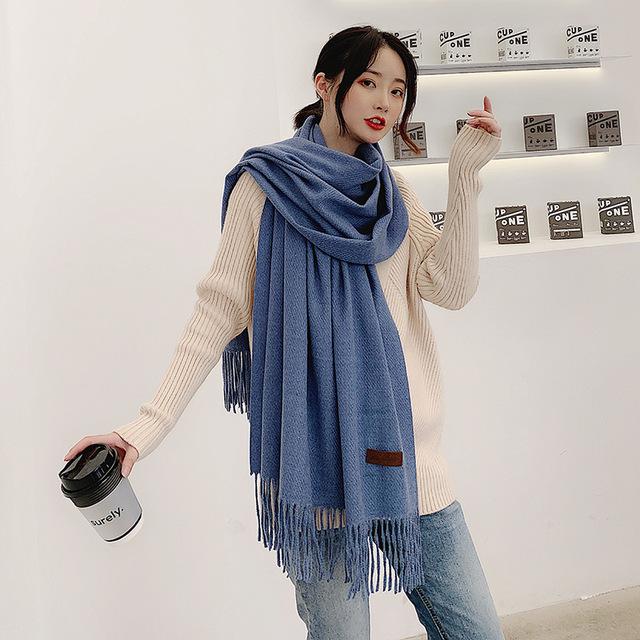 VISROVER New 20 Colors Woman Winter Scarf Fashion Female Shawls Cashmere Handfeeling Winter Wraps Solid Color Winter Hijab Gift