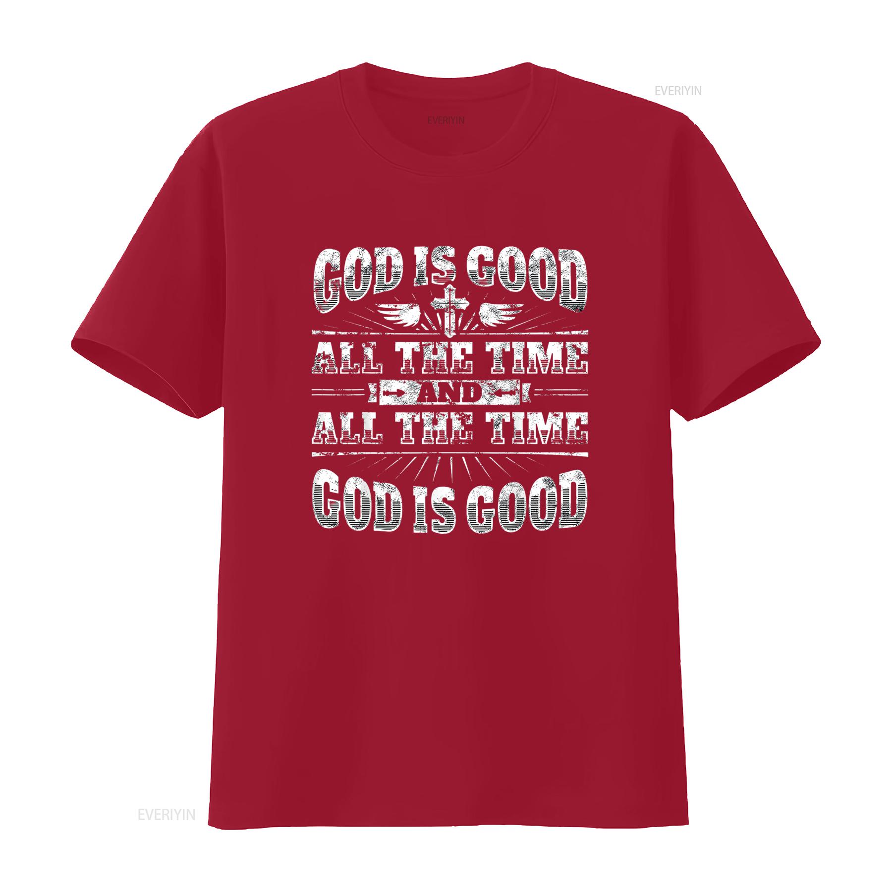 

Cool Christian Saying T Shirt God Is Good All The Time vintage Washed streetwear Soft Top For Everyday Wear designer clothes S