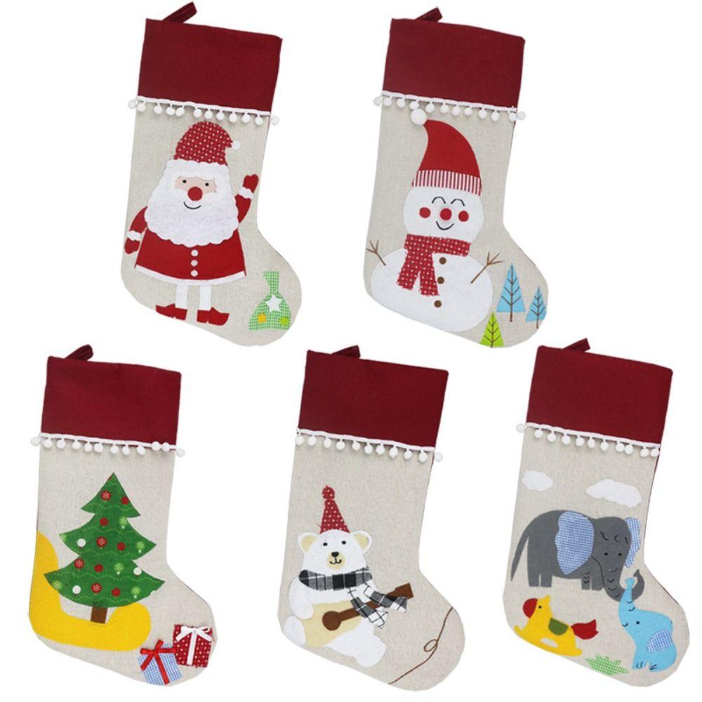 Snowman Large Candy Christmas Stocking Santa Claus Christmas Candy Storage Pouch  Home