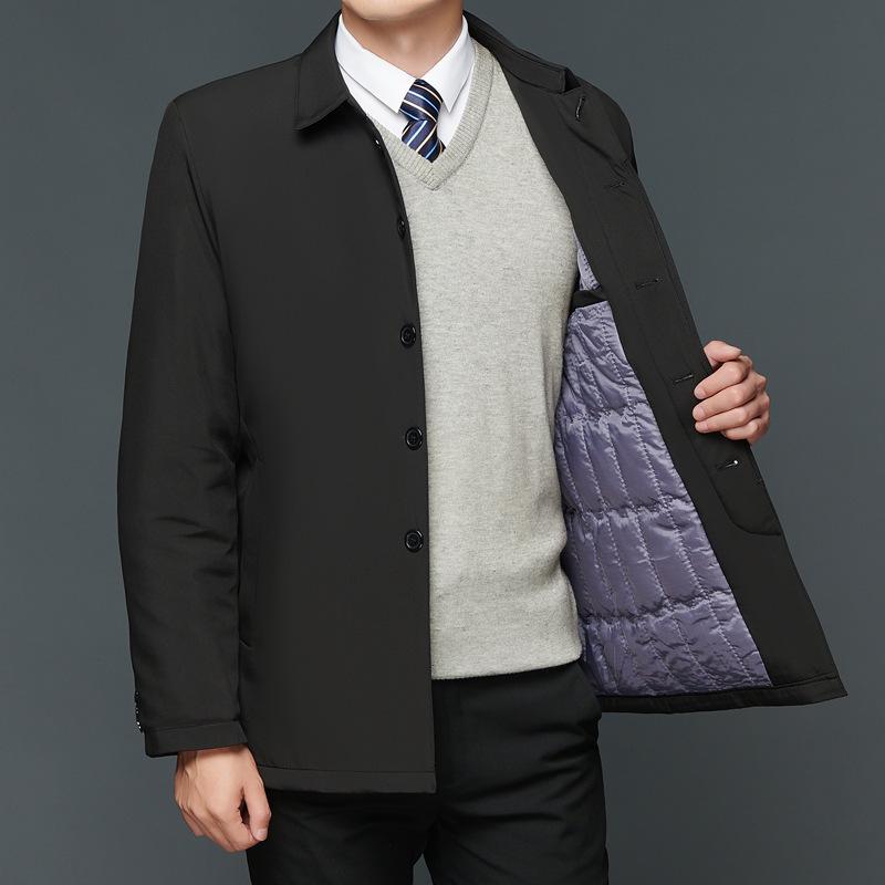 Men's Winter Lapel Jacket - Cotton Coat for Business, Middle-Aged & Elderly