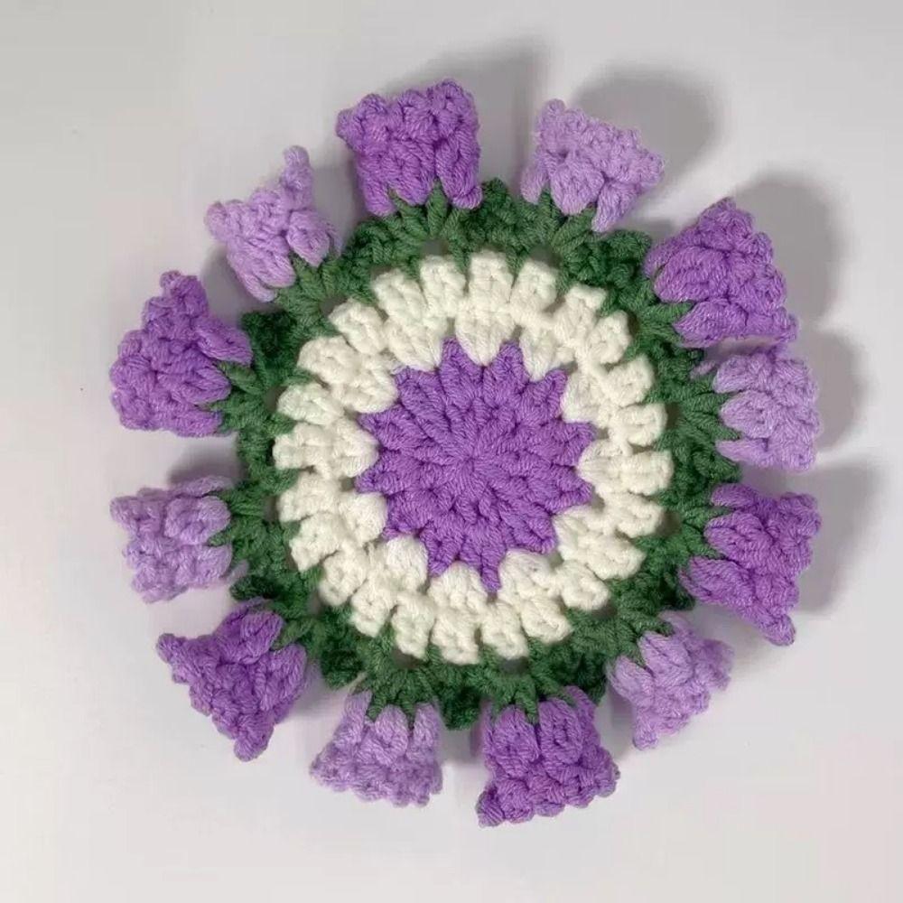 Handwoven Flower Bouquet Coasters Washable Coffee Table Cupmat Crochet Coasters Office Decor