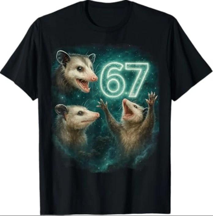 Opossum Six Seven 6 7 Meme Possum Howling at The Moon 67 T-Shirt S