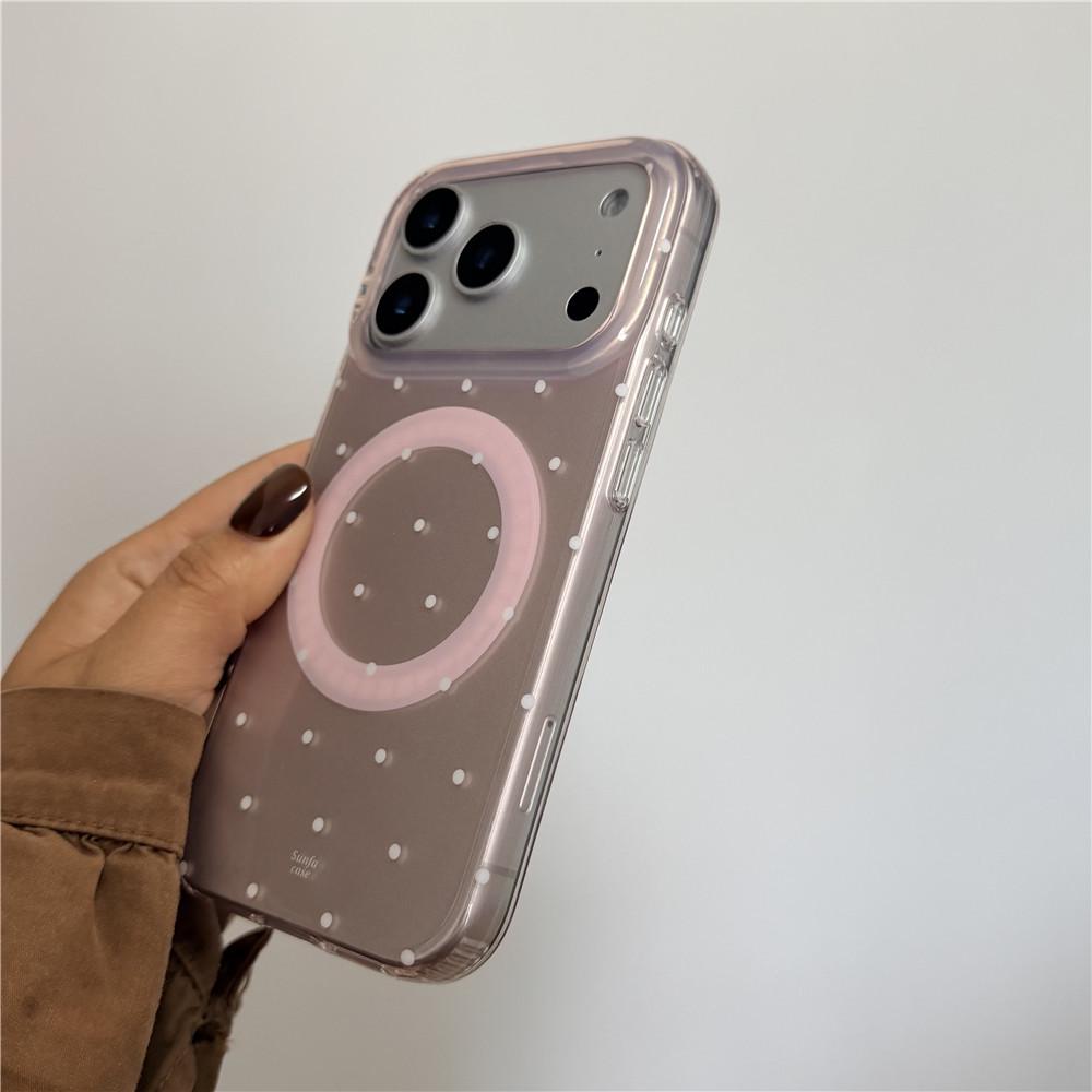 Korean INS Style Polka Dot Phone Case for iPhone 17 Pro Max, Magnetic Apple 15, Fresh 14PM/13