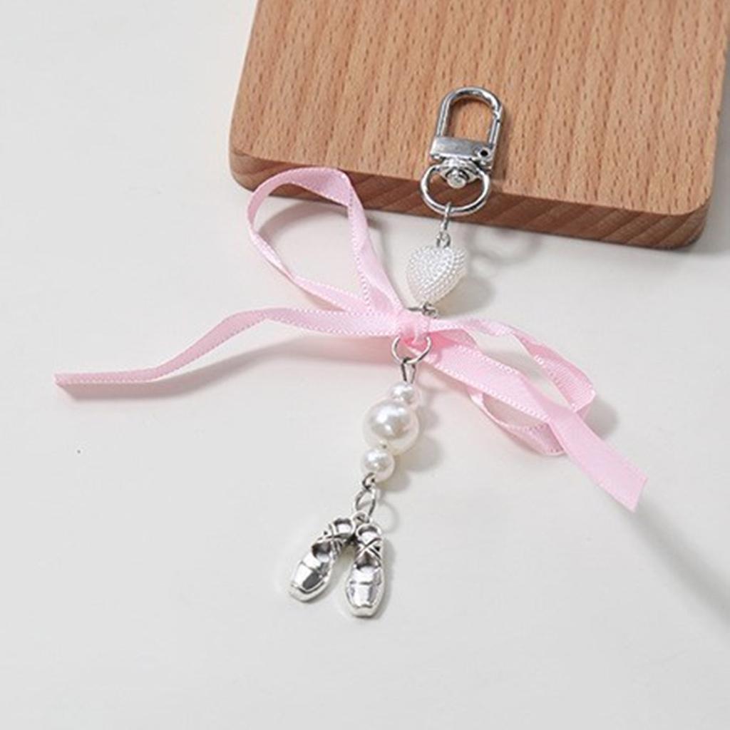 Sweet Ballet Shoes Bowknot Keychain Pendant Bag Phone Pendant Women Backpack Handbag Charm Lovely Hanging Decoration