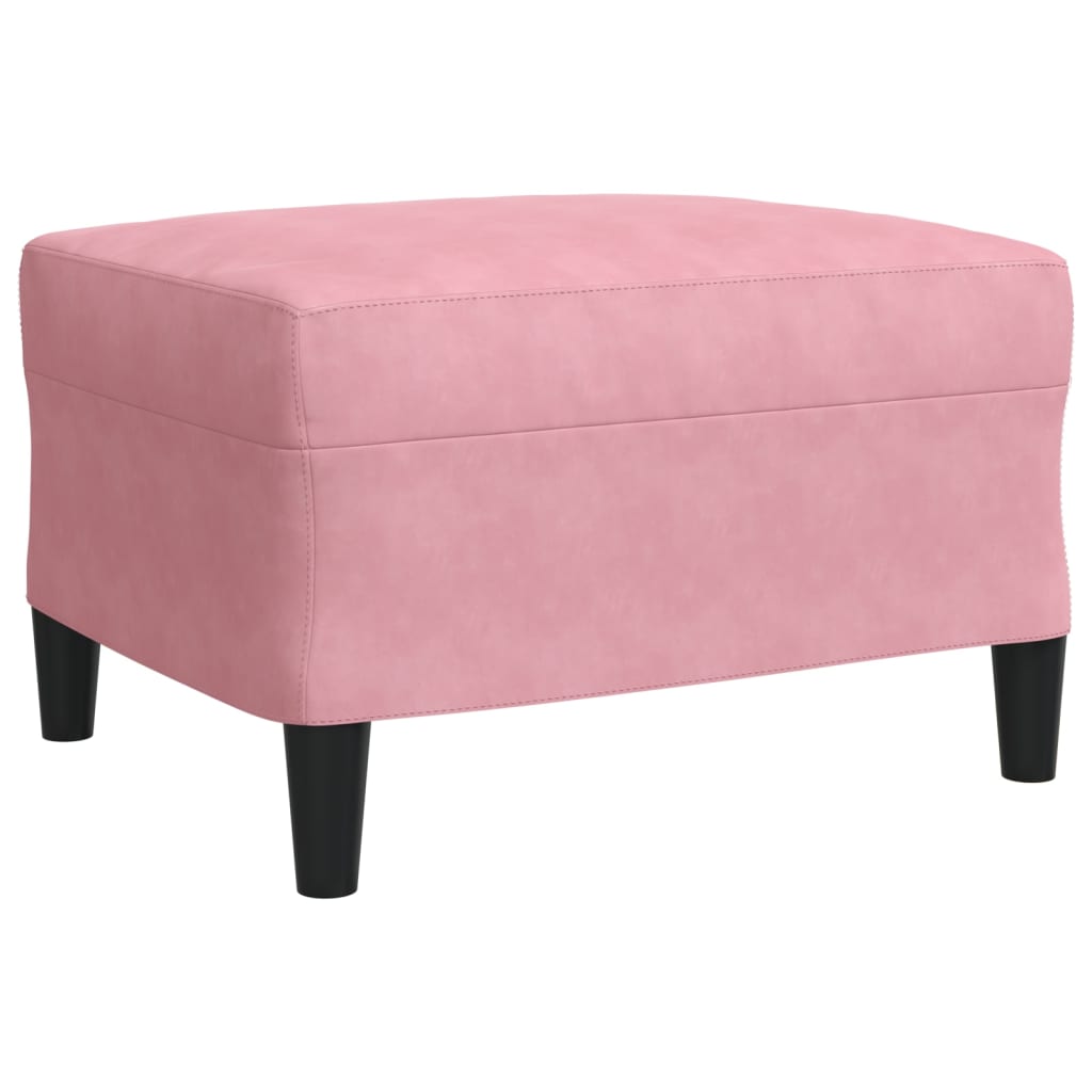 4 Piece Sofa Set with Cushions and Neck Rolls Pink Velvet