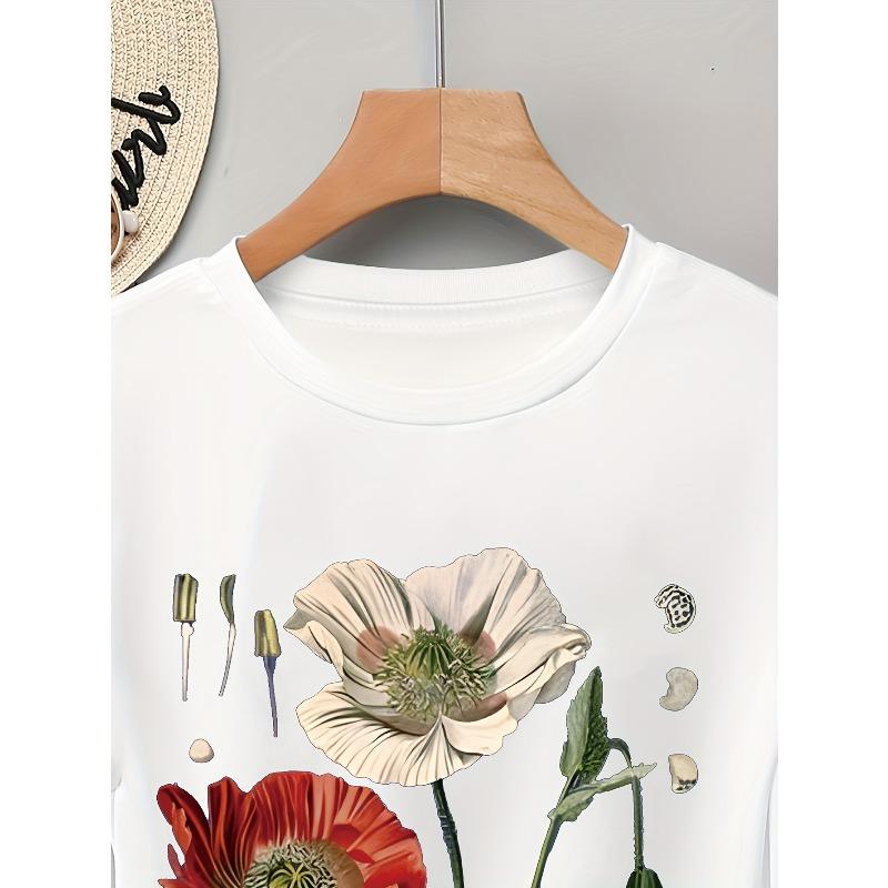 European sizes Elegant Art Pattern Printed Women'S T-Shirt Casual Style, Spring/Summer Season