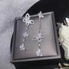 Elegant Butterfly Dangle Earrings AB Asymmetrical Design Luxury Rhinestone Earrings for Women