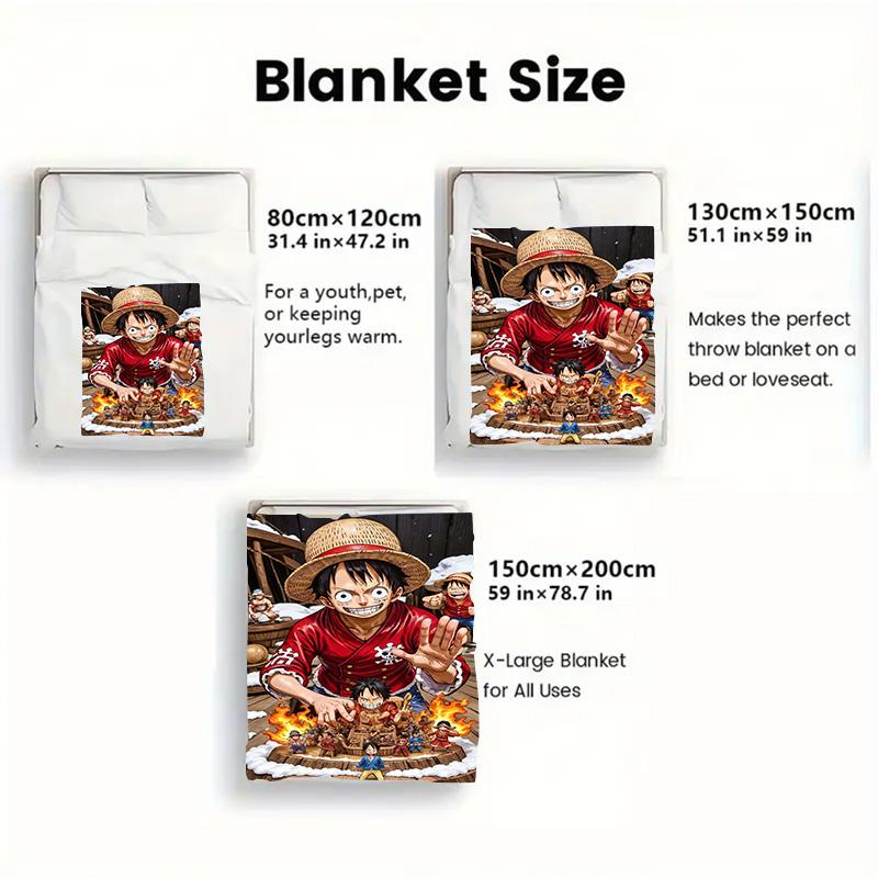 One Piece Daily Flannel Blanket Lightweight Soft Warm for Home Office Bedroom Use THW