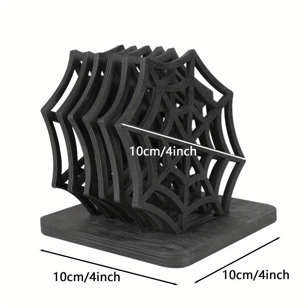 6 Stück Gruseliges Halloween Spinnennetz Tischsets Set Holz Halloween Tischdekoration Spinnennetz Untersetzer mit Aufbewahrungsbasis Partyzubehör