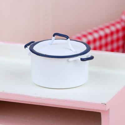 1:12 Dollhouse Miniature Boiler Cooking Soup Pot With Lid Cookware Kitchen Utensils Model Decor Toy Doll House Accessories