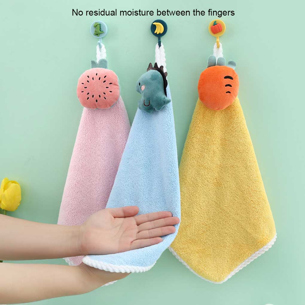 Washroom Animal Hand Towel Kitchen Bathroom Coral Velvet Hanging Towels Water Absorbent Dishcloth Washcloth Home