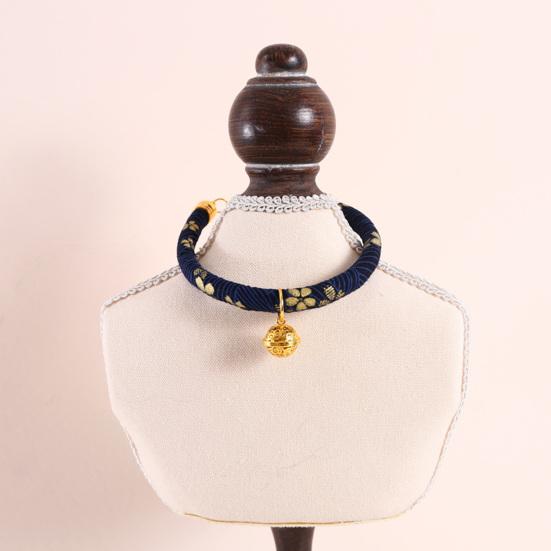 Pet Collar Chinese Style Decorative Skin Friendly Adjustable Cat Dogs Necklace Collar with Pendant Bell for Festival