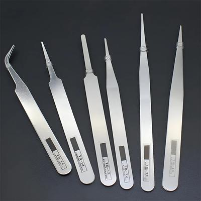 6pcs Stainless Steel Tweezers Excellent Quality Anti-static Slot Nipper Forceps Nail Tool Picking Multi-purpose Sharp Head