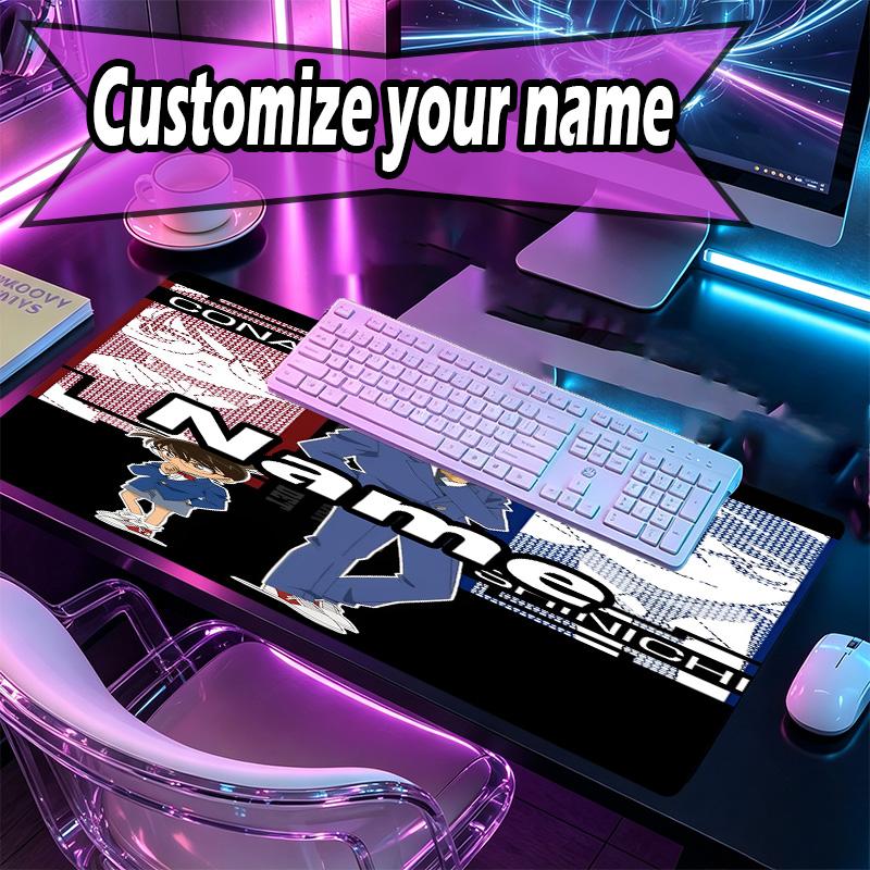 Custom Name Personalized Detective Conan Pattern Mousepad, Laptop PC Desk Mat, Decorative Desk Mat for Home Keyboard Pad Gift