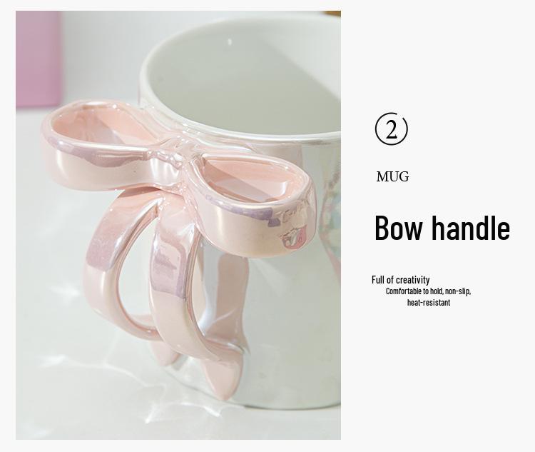 Lux Ceramic Bow Mug - Elegant Wedding Party Favor Coffee Cup