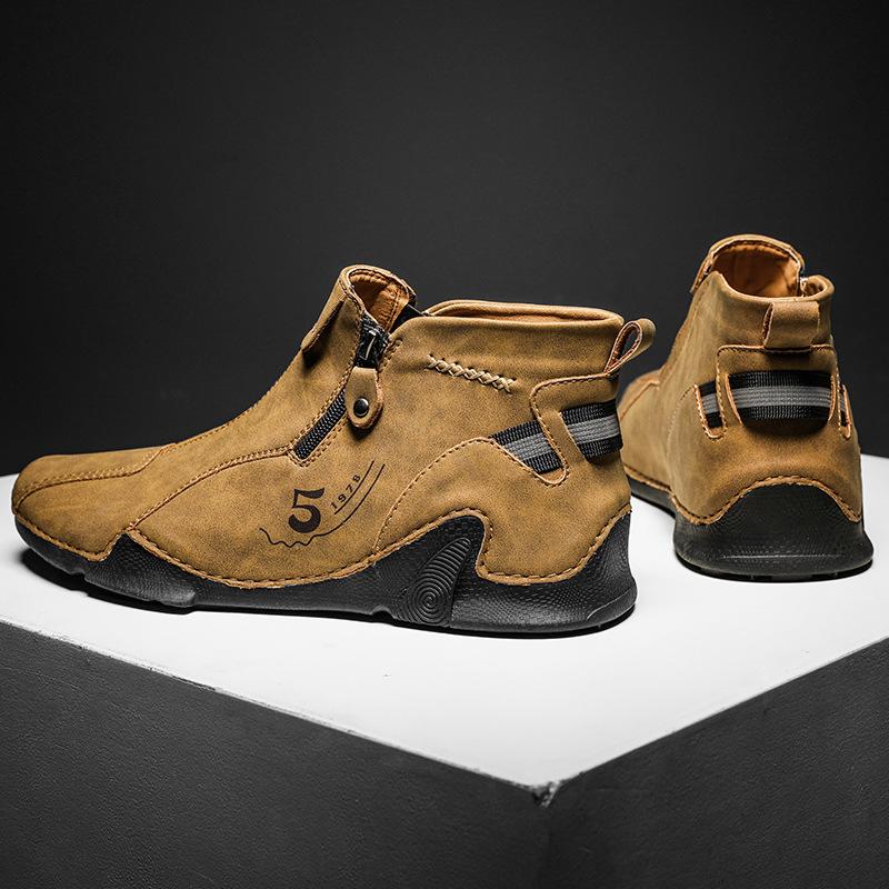 Foreign trade winter men's large size shoes men's casual fashion high-top leather shoes octopus webbing luminous