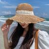 Big Lace Bow Decor Wide Brim Straw Sun Hats Women Summer  Breathable Sun Protection Beach Caps Beach Vacation UV Protection Hat