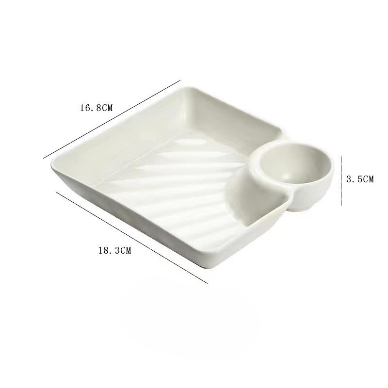 

Minimalist Japanese Gyoza Plate with Soy Sauce Dish Sushi Snack Tray Home Dining Essential Wholesale білий